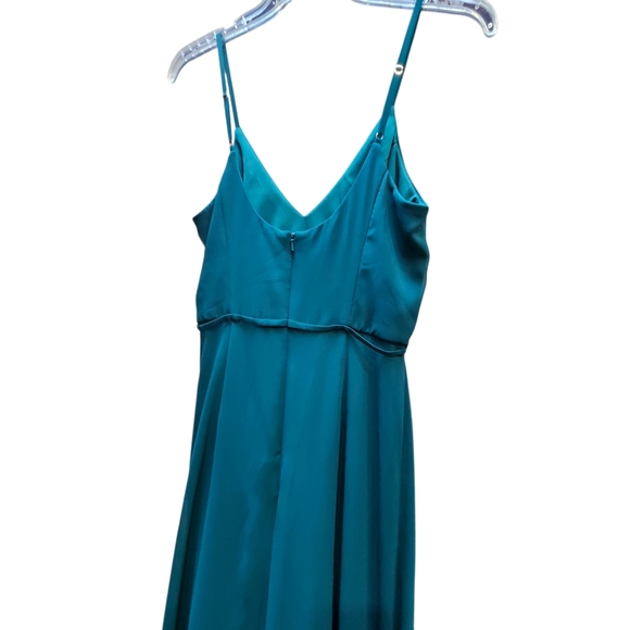 David's Bridal Teal Green Sheer V-neck Evening Gown Size 6 - Picture 4 of 6